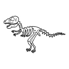 Obraz na płótnie Canvas black and white cartoon dinosaur bones