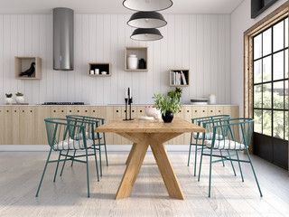 Modern style interior design 3D rendering