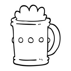 black and white cartoon beer tankard