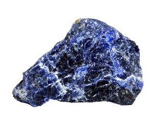 Specimen of rough Lapis Lazuli isolated on a white background