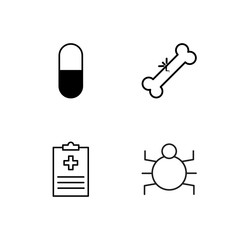 medical simple outlined icons set