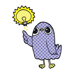 comic book style cartoon bird with great idea