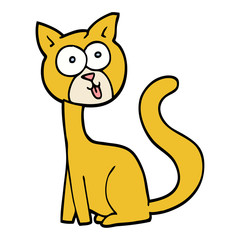 funny hand drawn doodle style cartoon cat