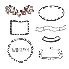 Hand drawn design elements. cute simple frames.