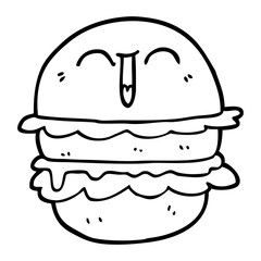 black and white cartoon burger