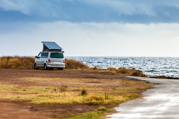 Camper van on nature in Greece.