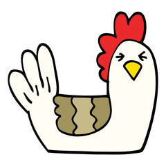 hand drawn doodle style cartoon roosting hen