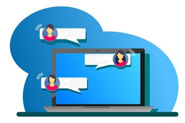 Communication, conservation on  an online forum and internet chatting concept . Chat girls