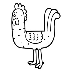 black and white cartoon cockerel