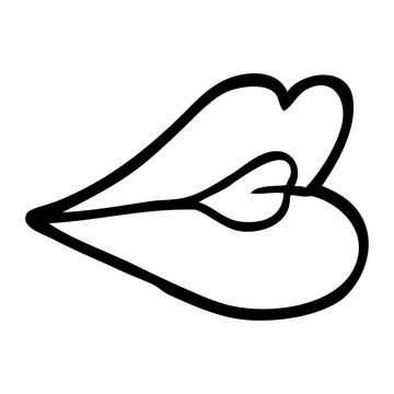 black and white cartoon pouting lips