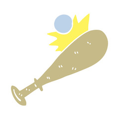 flat color illustration cartoon baseball bat
