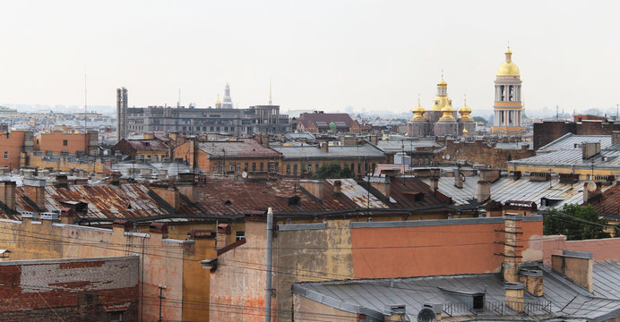 Beautiful view of the roofs in Saint Petersburg