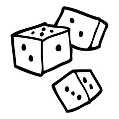 black and white cartoon dice