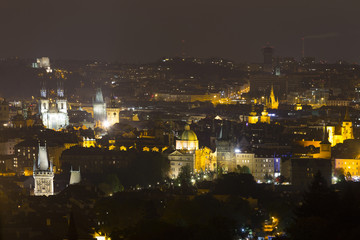 Fototapeta na wymiar Night Prague City with its Tower, Czech Republic