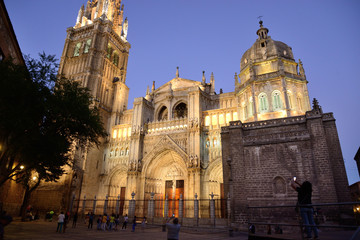 Fototapeta na wymiar Toledo, Spain - September 24, 2018: Santa Iglesia Catedral Primada de Toledo located in the Plaza del Ayuntamiento.