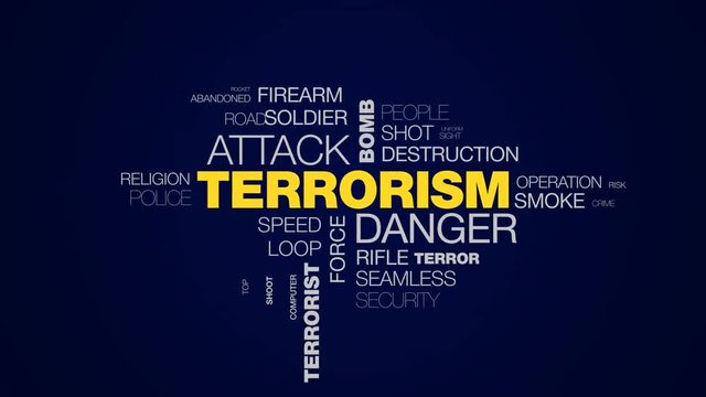 terrorism danger attack bomb conflict violence safety military strike terrorist 43354 animated word cloud background in uhd 4k 3840 2160.