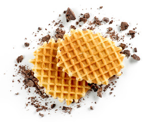 round waffles and small chocolate crumbs