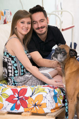 young couple with their dog