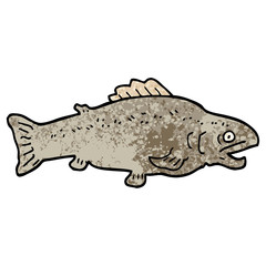 grunge textured illustration cartoon large fish