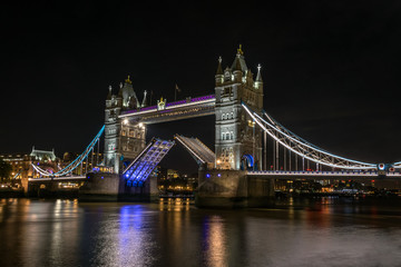 Fototapeta na wymiar Colorful Lights of Tower Bridge