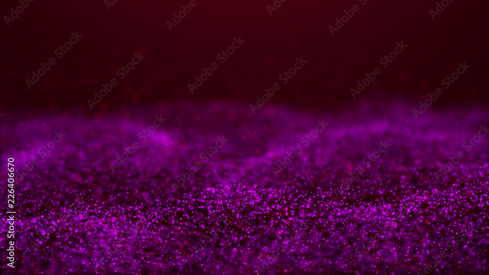 Poster wave glow. wave of particles. wave 3d. 3d rendering. futuristic purple dots background with a dynami