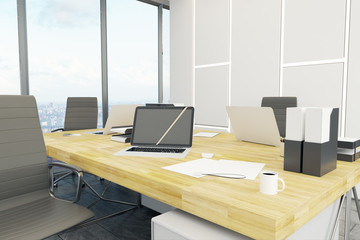 New office with empty laptop