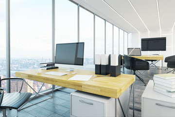 Modern office with empty laptop