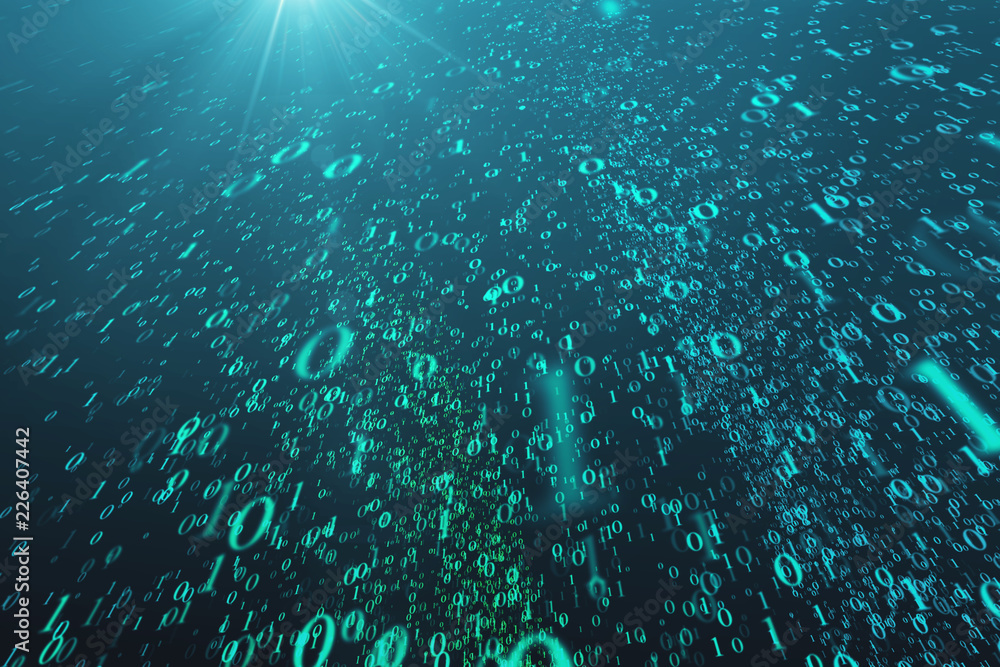 Poster Creative glowing binary code background