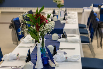 tables and chairs at wedding hall