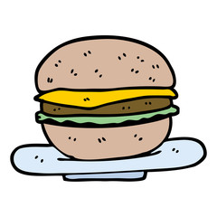 hand drawn doodle style cartoon burger