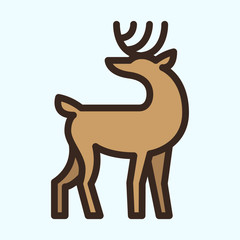 Deer Reindeer Flat Color Line Stroke Icon Pictogram
