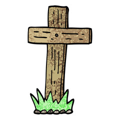 grunge textured illustration cartoon wooden cross