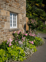 House and flowers on the promenade Clair de lune in Dinard