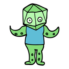 hand drawn doodle style cartoon weird alien