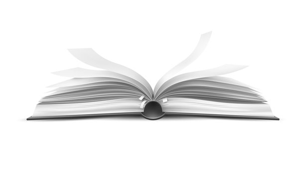 Vector realistic open book with fluttering pages