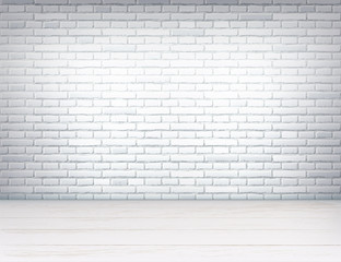 Vector realistic brick wall wooden floor room