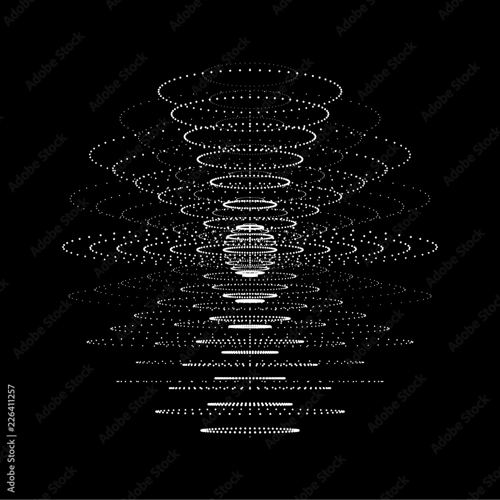Poster Abstract 3d sphere made of points. Futuristic technology style. Sphere particles. Background vector. Plexus effect.