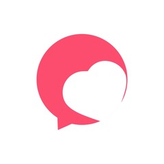 Heart love Icon and speech bubbles vector logo concept illustration in flat style.
