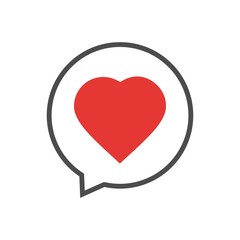 Heart love Icon and speech bubbles vector logo concept illustration in flat style.