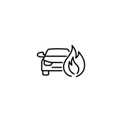 car fire incsurance line black icon on white background