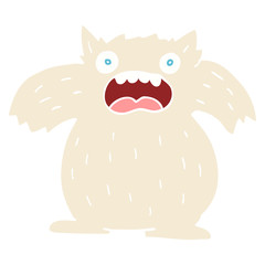 flat color illustration cartoon yeti monster