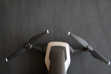 Top view macro. Details of the drone . Copy space. Innovation photography concept. Digital camera on the sky. mate color. Close up drone camera © TaylerDerden