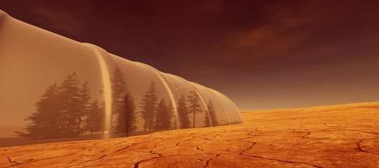 Extremely detailed and realistic high resolution 3d illustration of a colony on mars like planet © Sasa Kadrijevic
