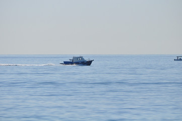 The beautiful boat in open sea
