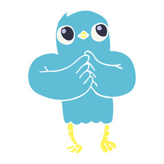 flat color illustration cartoon bird with plan