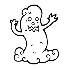 black and white cartoon spooky ghost