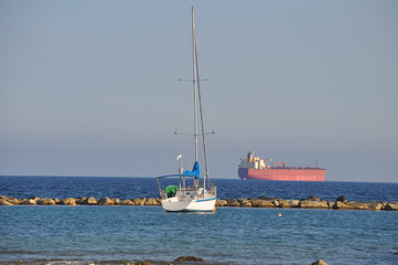 The beautiful boat in open sea