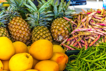 Green beans, beans, pineapple, grapefruit