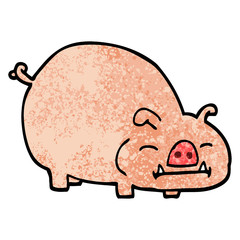 grunge textured illustration cartoon pig