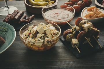 Antipasti or tapas appetizers. Food for new years eve